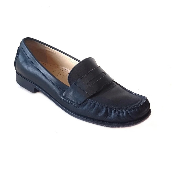 COLE HAAN Mens Black Leather Loafer Preppy Business Casual Work 11 Slip On - Picture 1 of 12